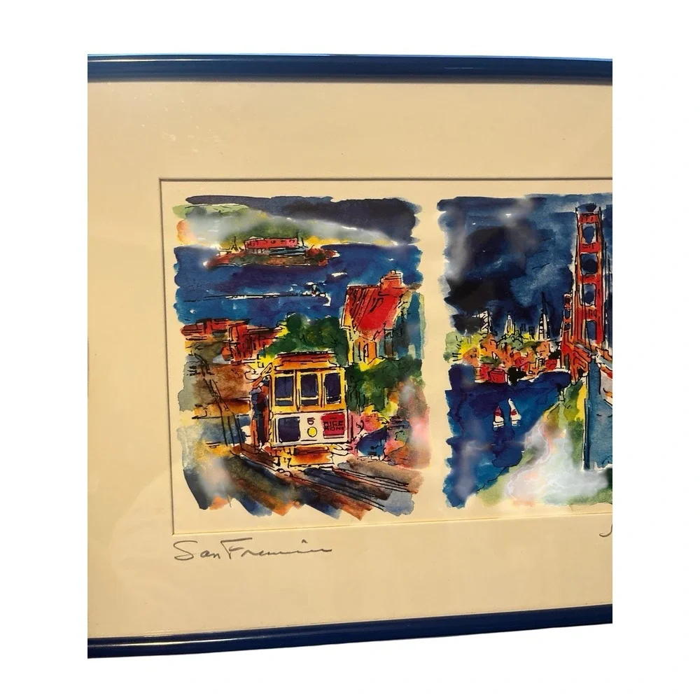 Jerry Schendel Artist CA Framed/Matted Watercolor San Francisco Signed - Picture 8 of 11